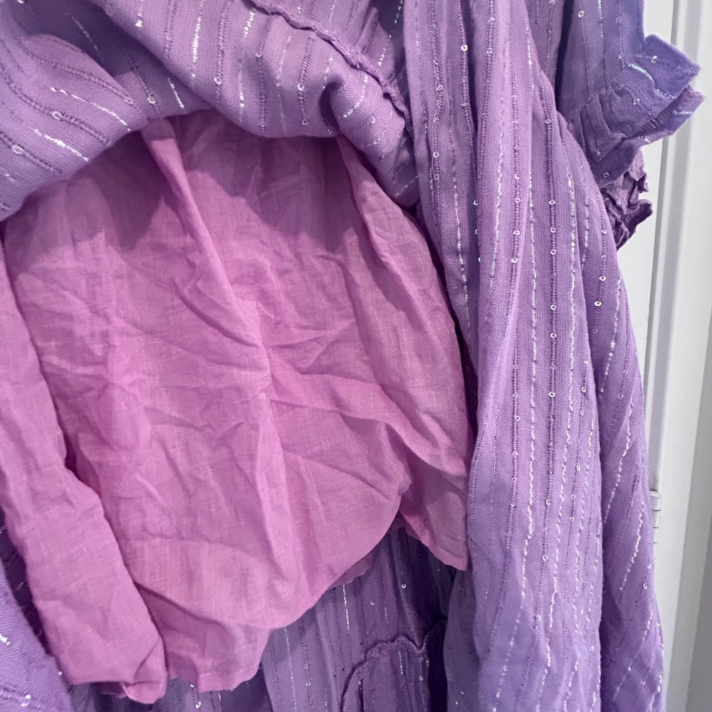 SUNDRESS Neo Long Roma Dress Lavender XS/S Boho Sequins Tiered Ruffled - Picture 9 of 11